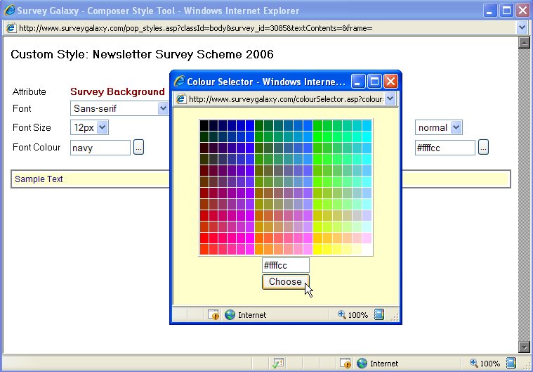 Applying the survey's choosen background colour display