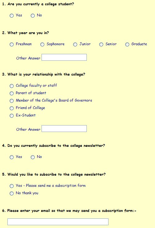 Display showing the effects of changing the display attributes of the element group 'Question'