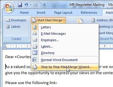 Mail merge labels from excel to word 2007
